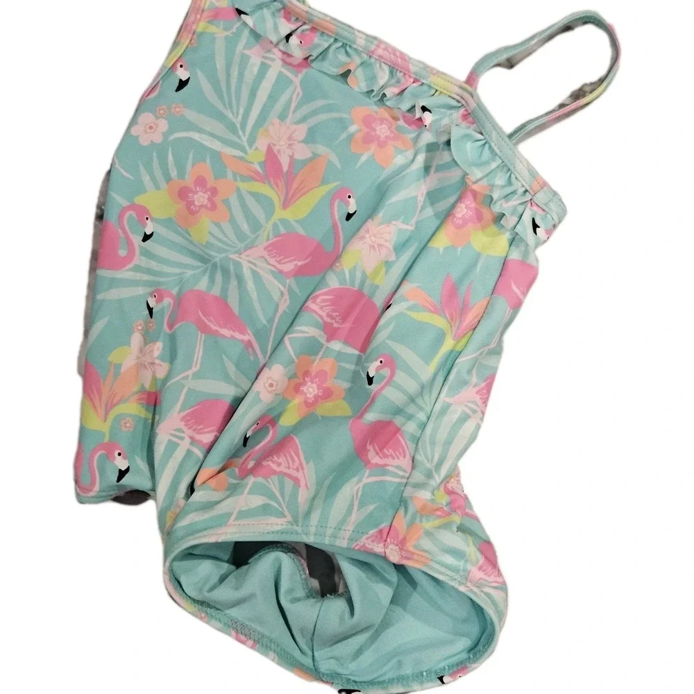 Gymboree Teal And Pink Flamingo One Piece‎ Swimsuit Toddler Girl Size 4t